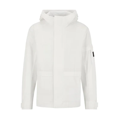 HUGO BOSS SS23 White Hooded Zip-Up Solid Loose-Fit Jacket 50487174-100