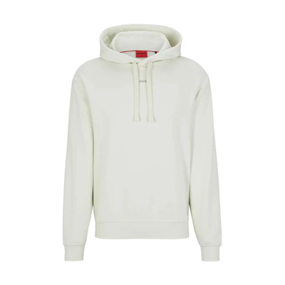 HUGO BOSS SS23 White Hoodie with Logo Print and Drawstring Design 50486478-333