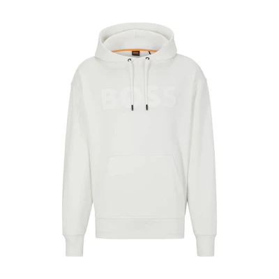 HUGO BOSS SS23 White Hoodie with Solid Logo Print 50487134-106