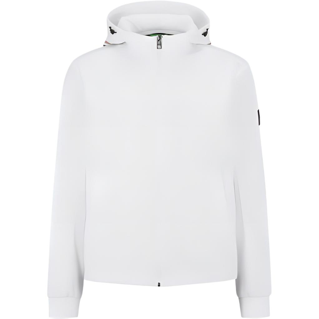 HUGO BOSS SS23 White Solid Color Zip-Up Hooded Jacket 50485941-100