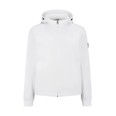 HUGO BOSS SS23 White Solid Color Zip-Up Hooded Jacket 50485941-100