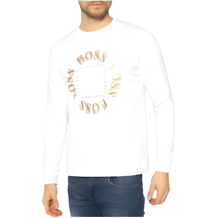 HUGO BOSS SS23 White Sweatshirt with Minimalist Logo Print 50426220-112