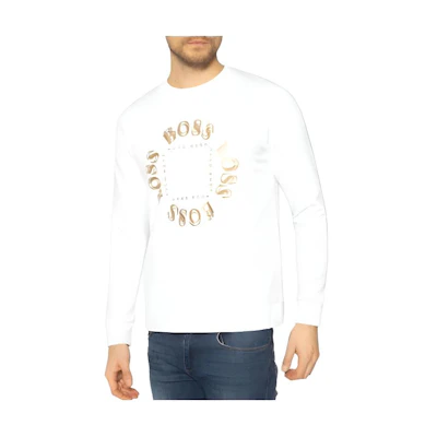 HUGO BOSS SS23 White Sweatshirt with Minimalist Logo Print 50426220-112