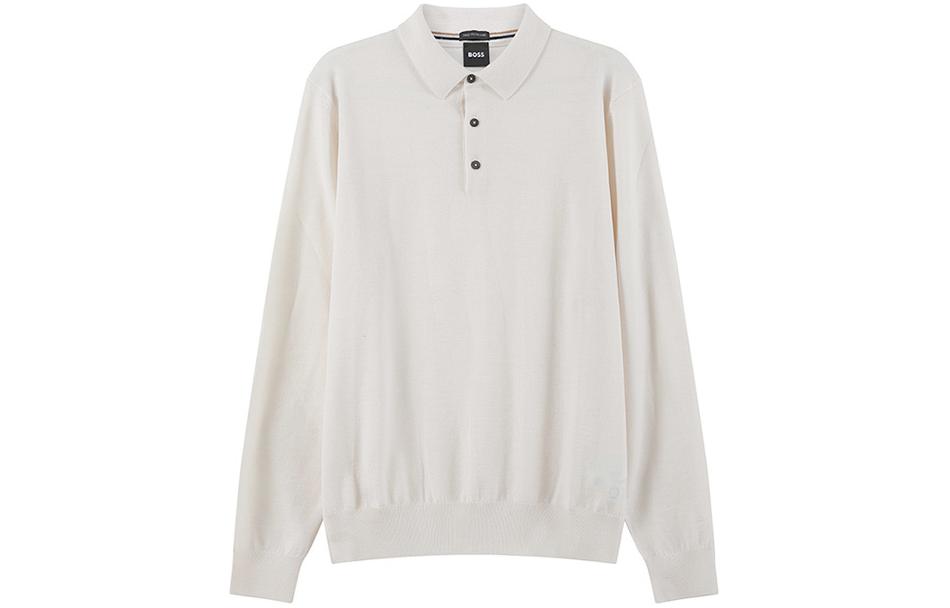 HUGO BOSS SS24  Beige Solid Casual Long Sleeve Sweater. 50476357-131