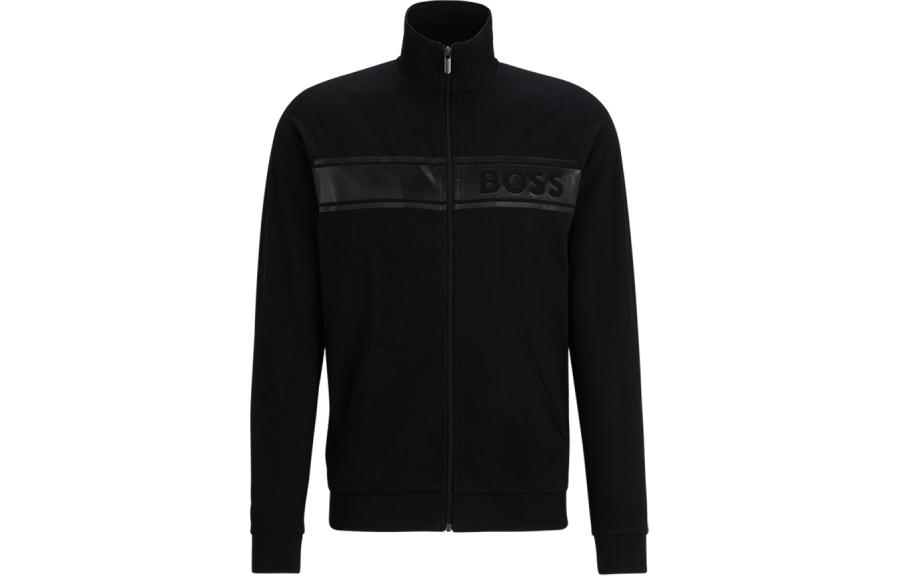 Order HUGO BOSS SS24 黑色高領拉鍊外套附品牌印花。 50510629-001