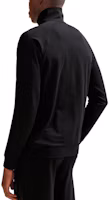 Shop HUGO BOSS SS24 黑色高領拉鍊外套附品牌印花。 50510629-001