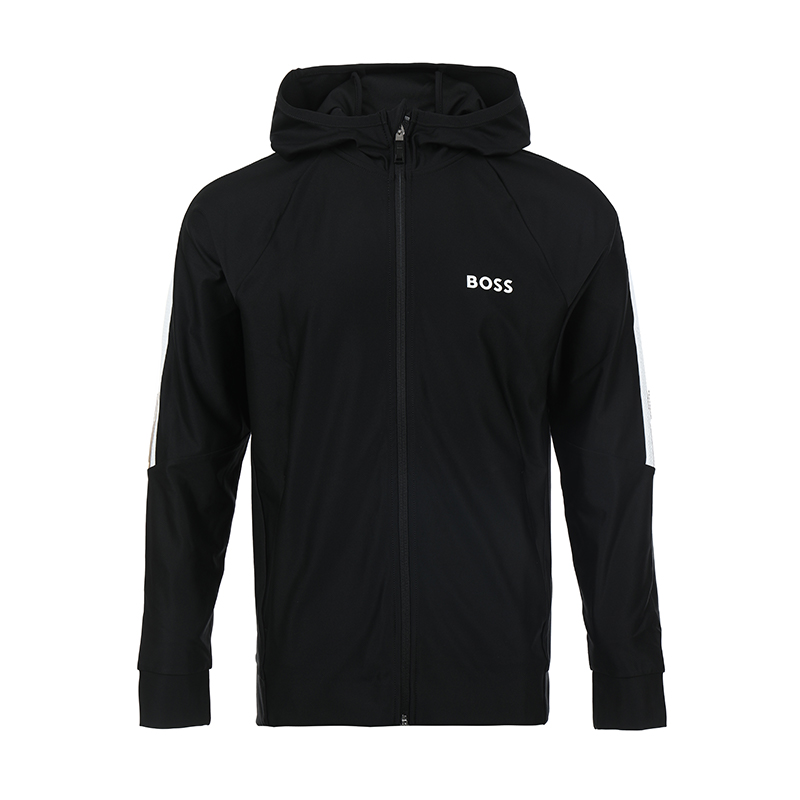 Order HUGO BOSS SS24  Black Hoodie with Logo Print and Letter Pattern Design. 50506162-001