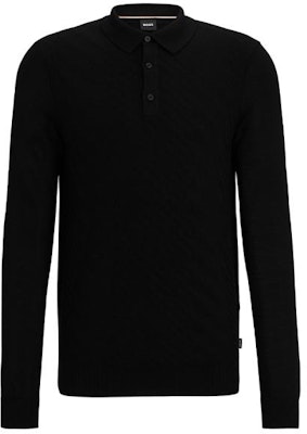 HUGO BOSS SS24 黑色提花長袖純色POLO衫 50506034-001 Order HUGO BOSS SS24 黑色提花長袖純色POLO衫 50506034-001