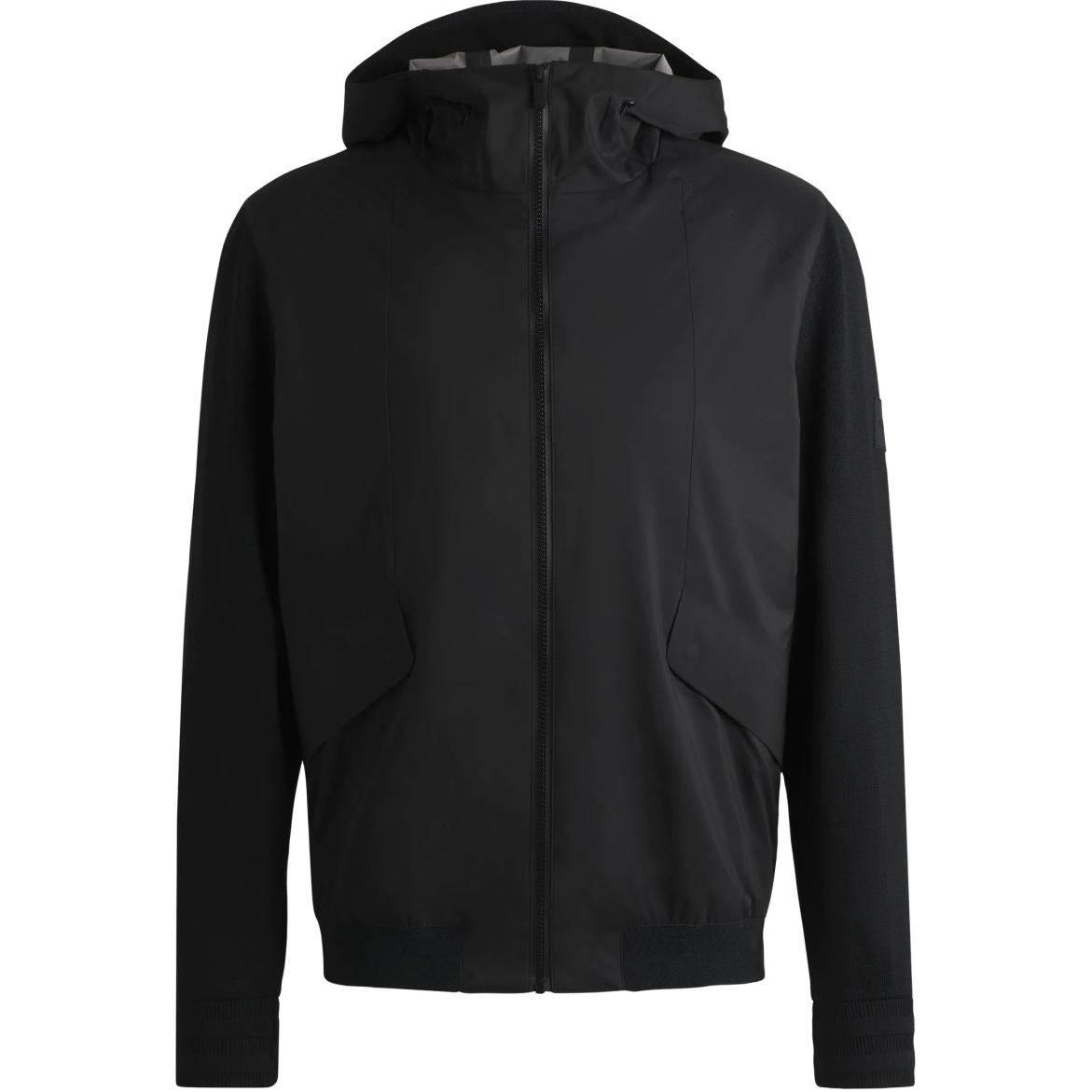 HUGO BOSS SS24  Black Solid Color Hooded Zip Jacket. 50518141-001