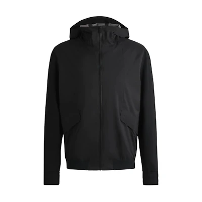 HUGO BOSS SS24 Black Solid Color Hooded Zip Jacket. 50518141-001