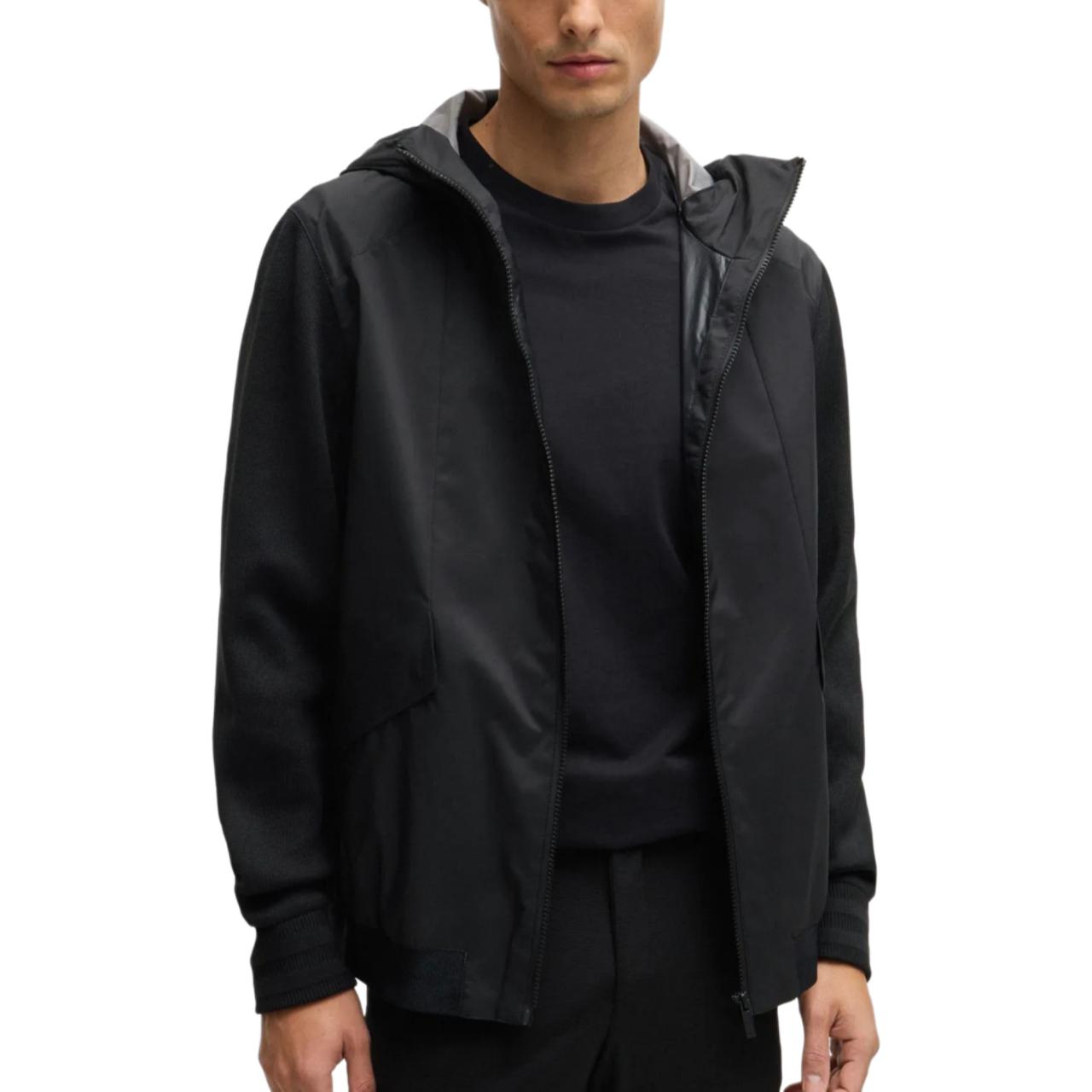 HUGO BOSS SS24  Black Solid Color Hooded Zip Jacket. 50518141-001 圖 3