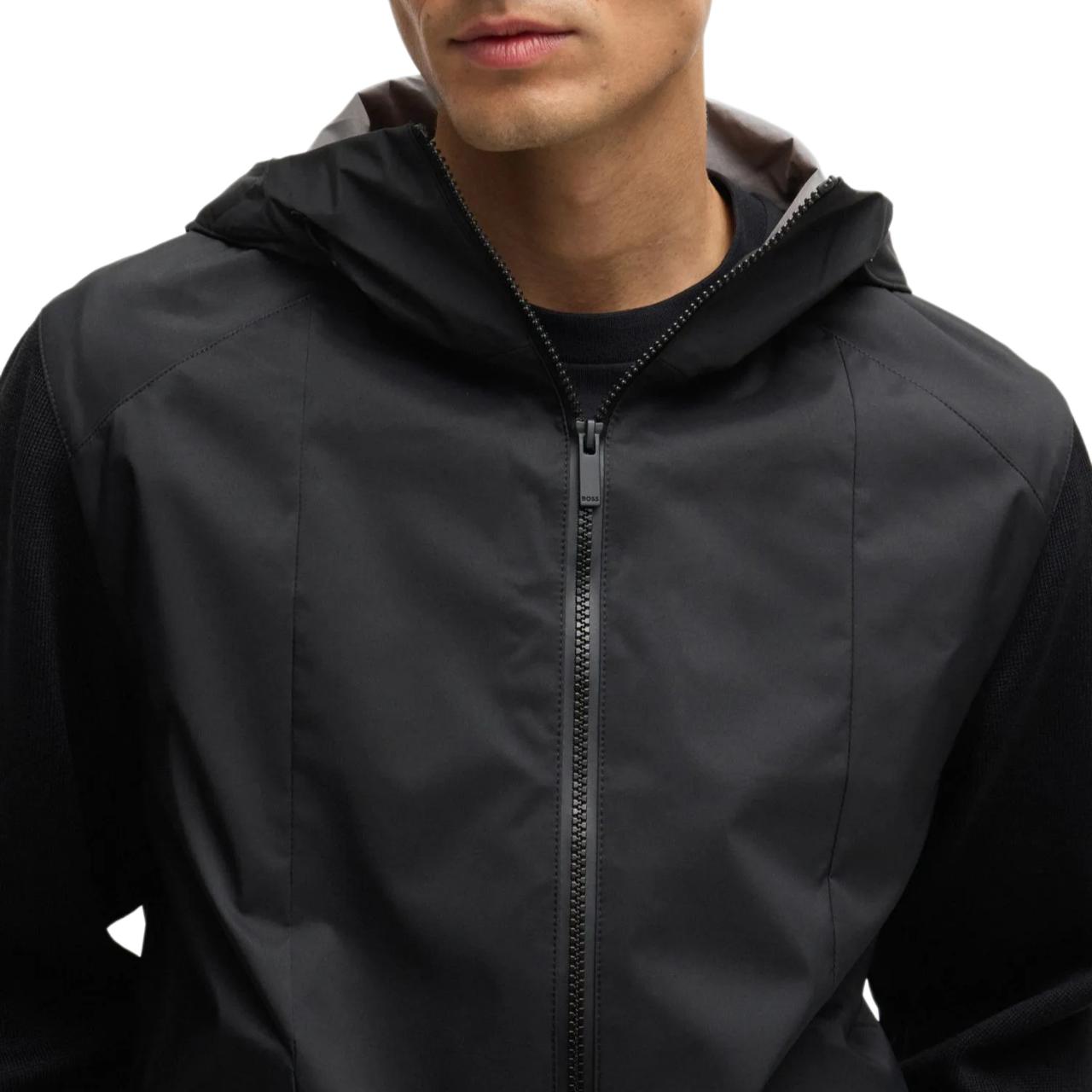 HUGO BOSS SS24  Black Solid Color Hooded Zip Jacket. 50518141-001 圖 5