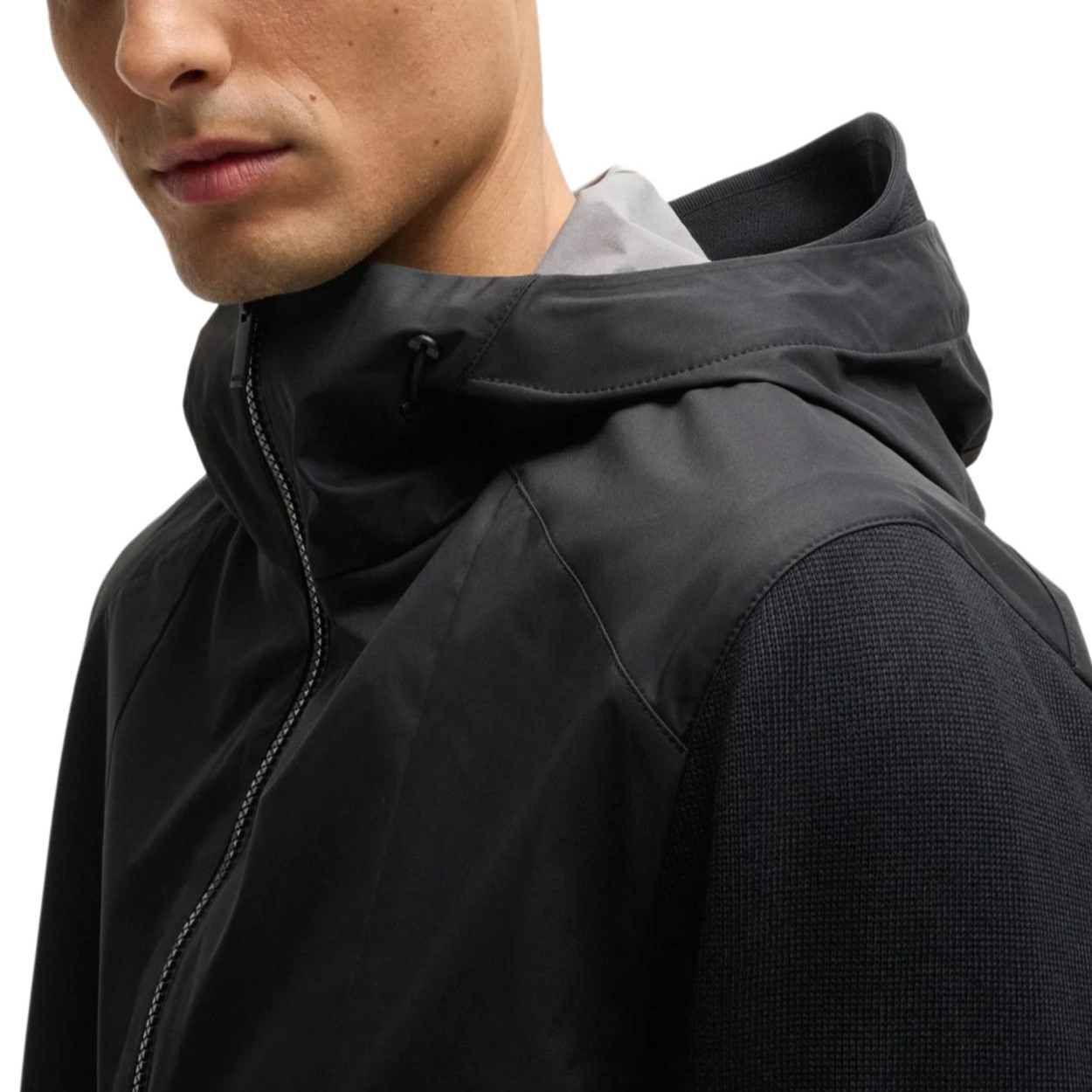 HUGO BOSS SS24  Black Solid Color Hooded Zip Jacket. 50518141-001 圖 6