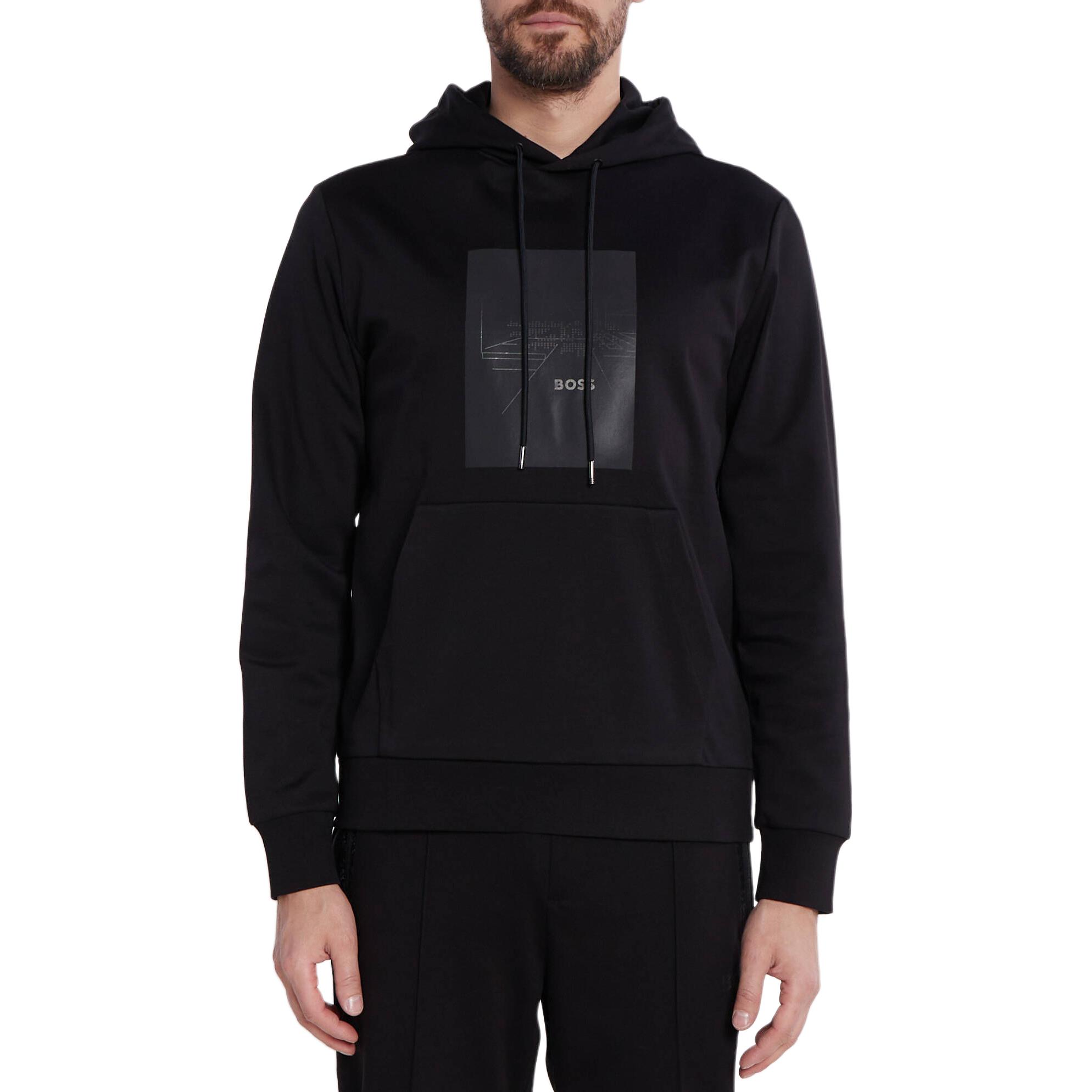 Order HUGO BOSS SS24  Black Solid Drawstring Hoodie 50505319