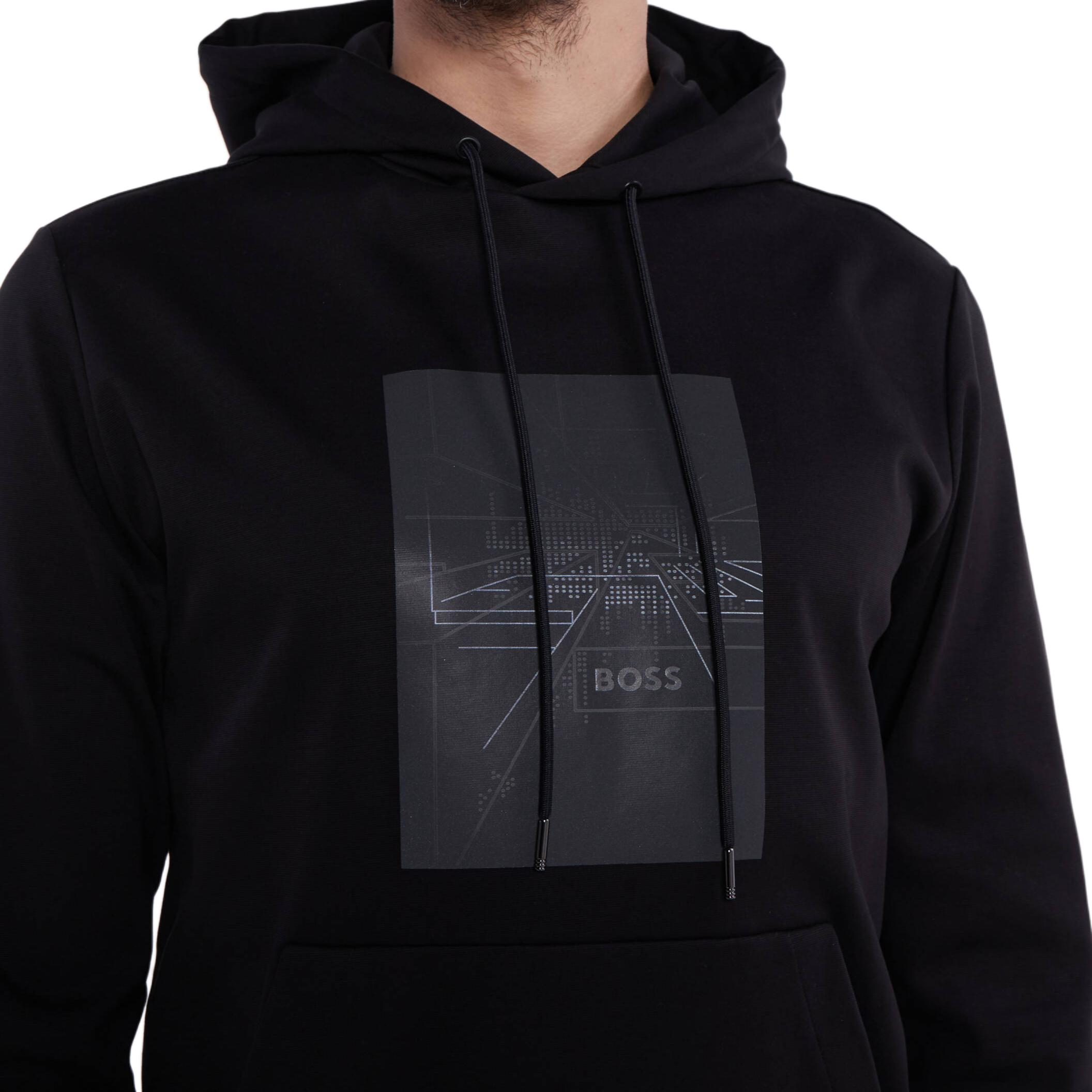 Details for HUGO BOSS SS24  Black Solid Drawstring Hoodie 50505319