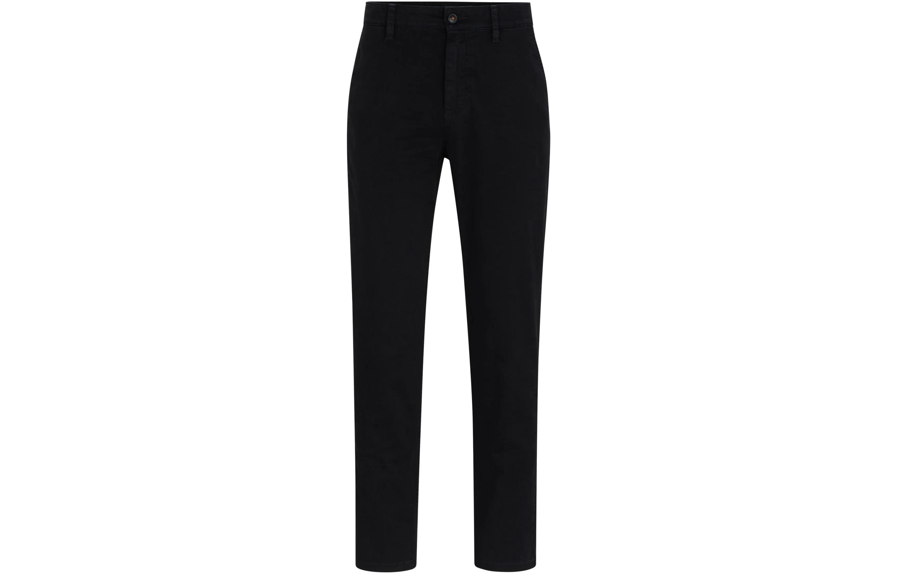 HUGO BOSS SS24  Black Solid Tapered Casual Pants with Side Zipper Pockets 50510917-001