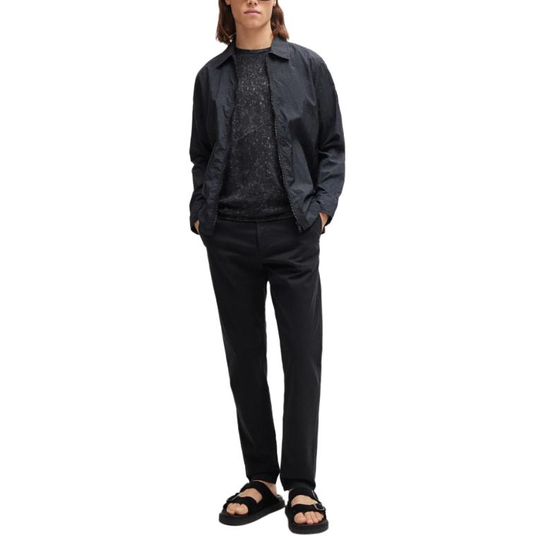 Lookbook HUGO BOSS SS24 黑色修身休閒褲附側邊拉鍊口袋 50510917-001