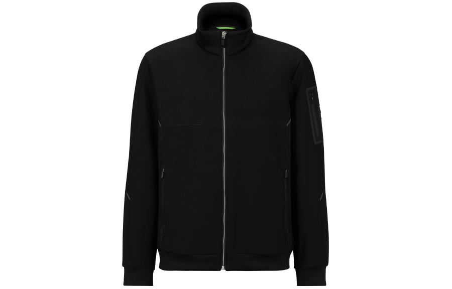 HUGO BOSS SS24  Black Stand Collar Zip-Up Long Sleeve Jacket 50508397-001