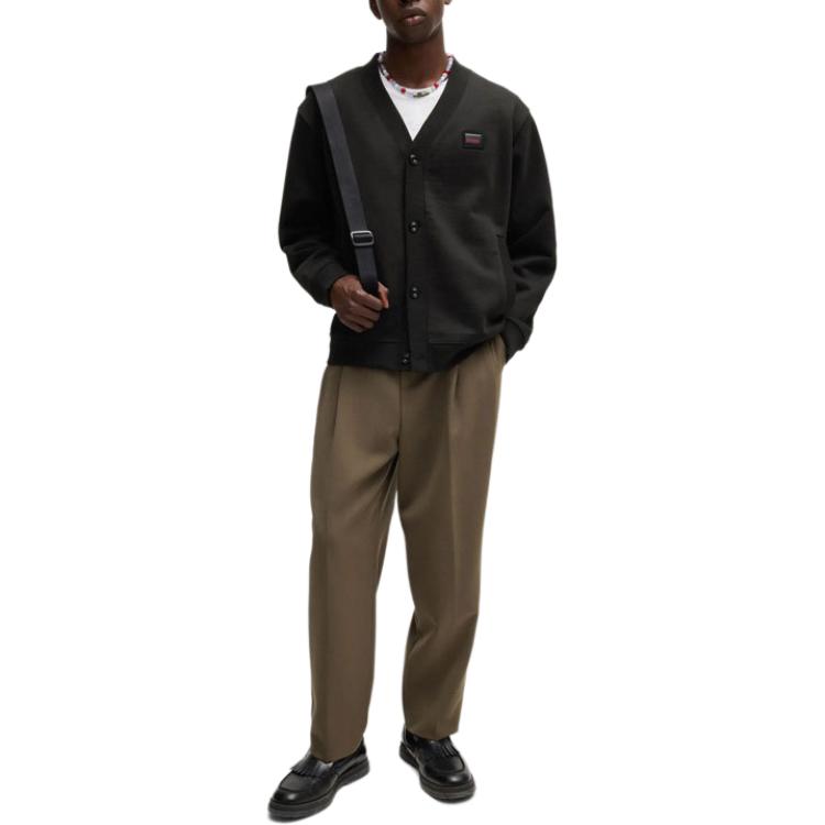 Details for HUGO BOSS SS24 黑色V領寬鬆版型LOGO設計針織毛衣。 50516705-001