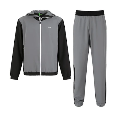 HUGO BOSS SS24 Colorblock Logo Casual Tracksuit Grey. 50504604-036