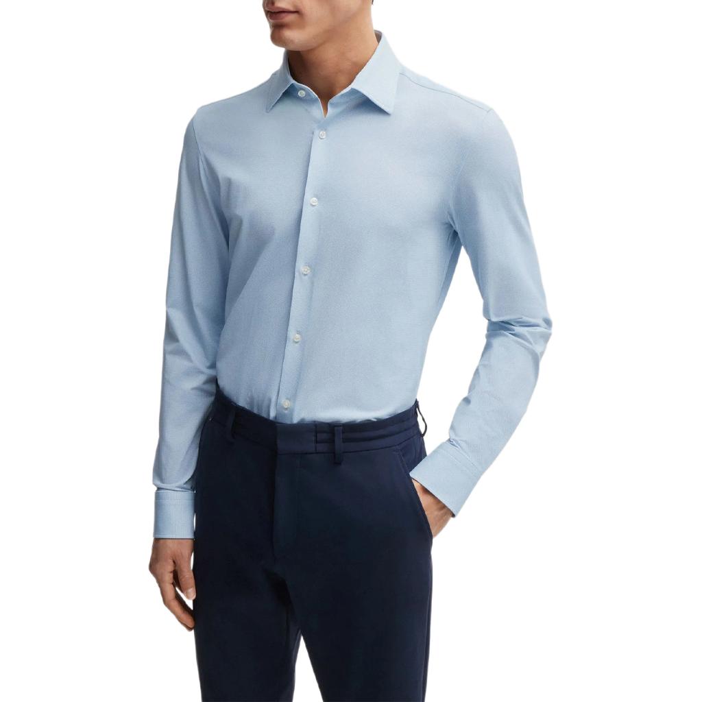 Lookbook HUGO BOSS SS24 淺藍色修身長袖襯衫 50513462-450