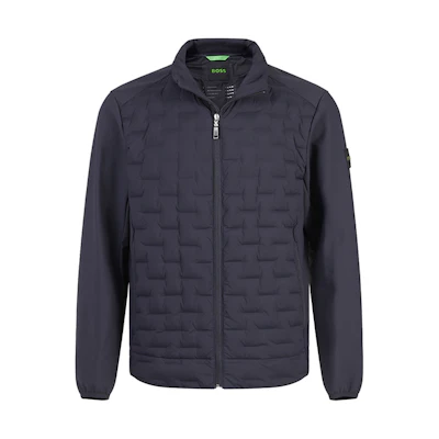 HUGO BOSS SS24 Lightweight Waterproof Down Jacket Navy Blue with Logo Patch 50491899-402