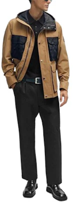 ヒューゴボス SS24 ルーズフィット カーキ カラーブロック ロゴ柄 ジャケット. 50505323-260 Lookbook ヒューゴボス SS24 ルーズフィット カーキ カラーブロック ロゴ柄 ジャケット. 50505323-260