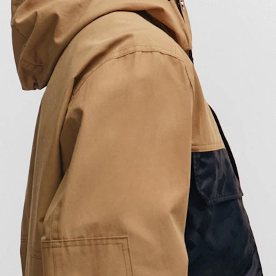 ヒューゴボス SS24 ルーズフィット カーキ カラーブロック ロゴ柄 ジャケット. 50505323-260 Details for ヒューゴボス SS24 ルーズフィット カーキ カラーブロック ロゴ柄 ジャケット. 50505323-260