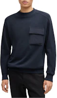 Shop HUGO BOSS SS24 寬鬆版純色標誌長袖休閒衫 深藍色 50522481-404
