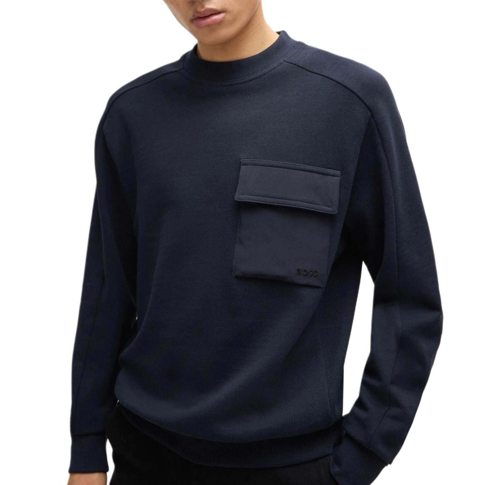 Details for HUGO BOSS SS24 寬鬆版純色標誌長袖休閒衫 深藍色 50522481-404