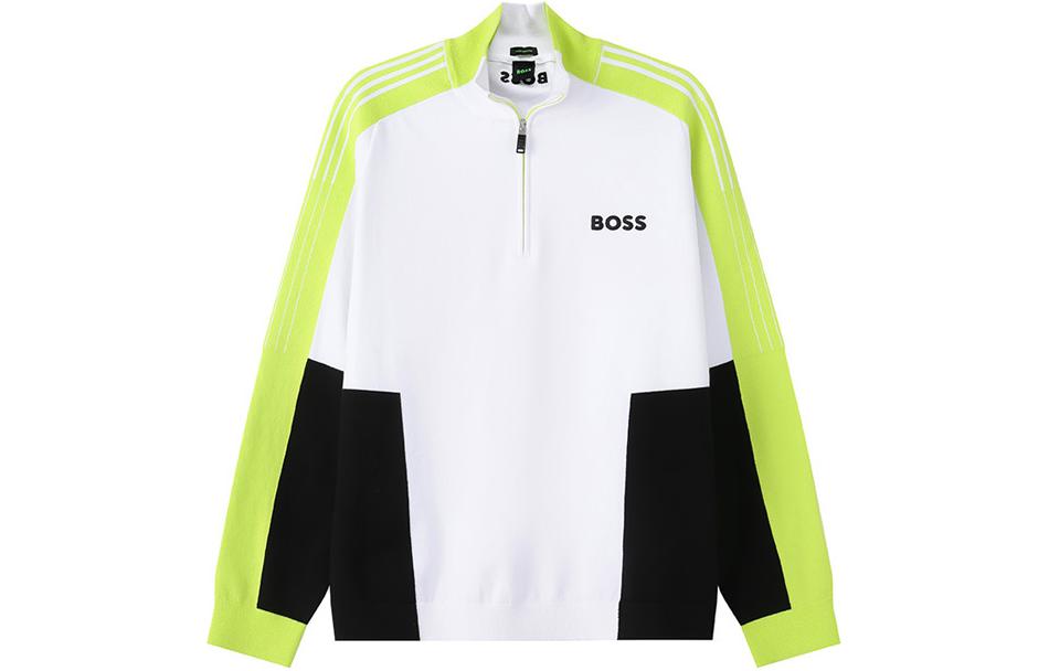 Order HUGO BOSS SS24 多色系高領半拉鏈針織毛衣 綠色系列 50493769-101