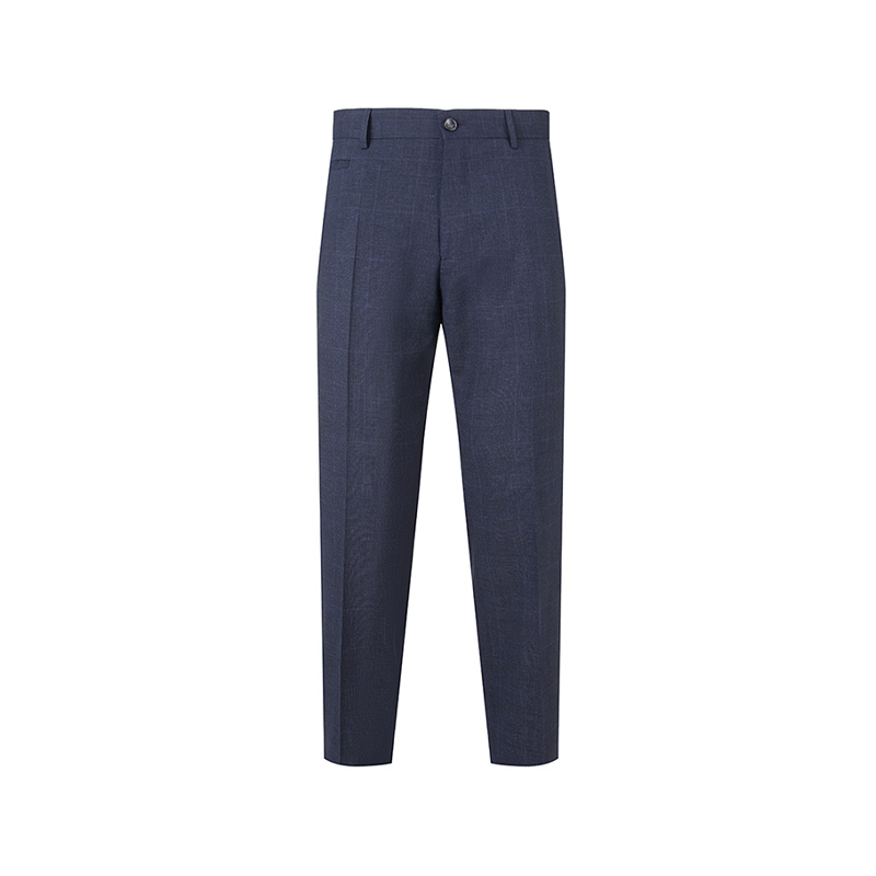 Order HUGO BOSS SS24  Navy Check Pleated Mid-Rise Zipper Dress Pants. 50500110-405