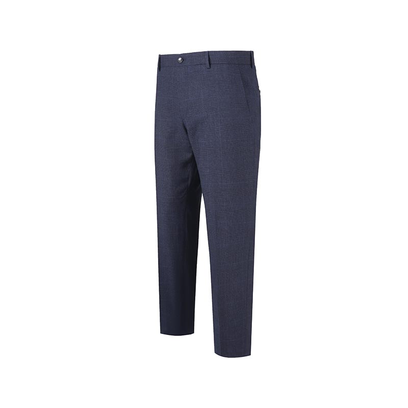 Shop HUGO BOSS SS24  Navy Check Pleated Mid-Rise Zipper Dress Pants. 50500110-405