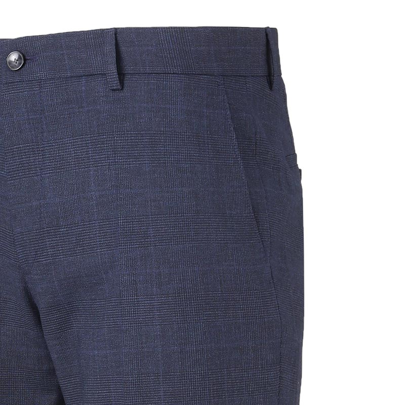 Purchase HUGO BOSS SS24  Navy Check Pleated Mid-Rise Zipper Dress Pants. 50500110-405
