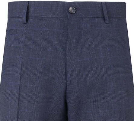 HUGO BOSS SS24 Navy Check Pleated Mid-Rise Zipper Dress Pants. 50500110-405 Cheap HUGO BOSS SS24 Navy Check Pleated Mid-Rise Zipper Dress Pants. 50500110-405