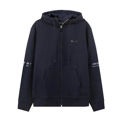 HUGO BOSS SS24 Navy Logo Patch Casual Long Sleeve Hoodie. 50510681-402