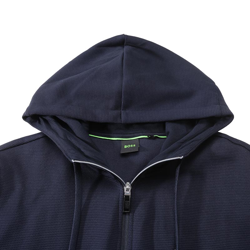 Cheap 雨果博斯 SS24 海軍藍徽章休閒長袖連帽衫 50510681-402