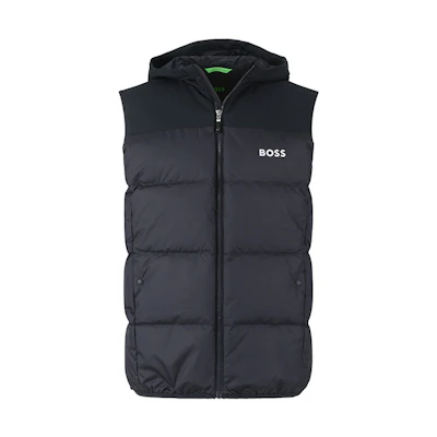HUGO BOSS SS24 Navy Logo Print Sleeveless Down Jacket with Zipper 50497645-402
