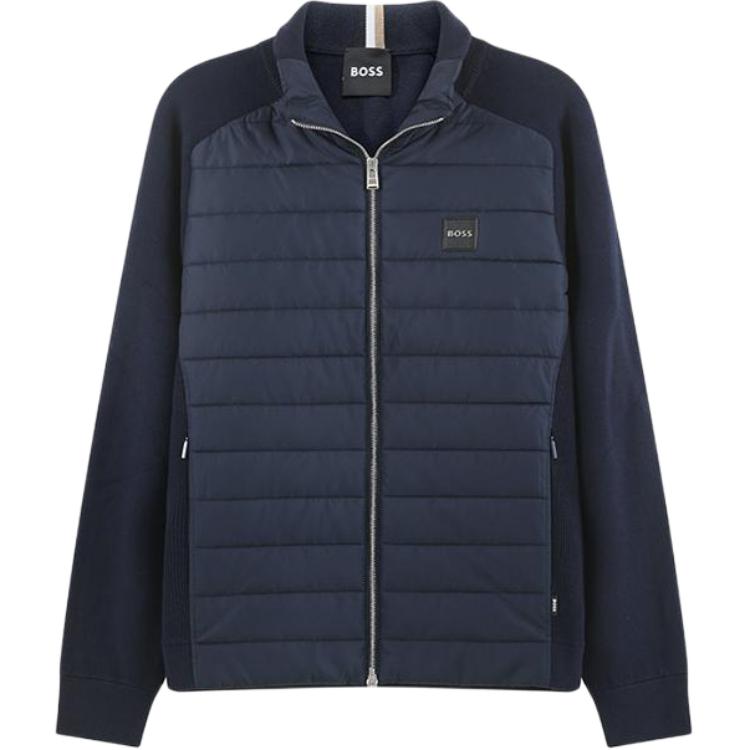 HUGO BOSS SS24  Navy Zip-Up Casual Jacket with Logo Patch. 50500659-404