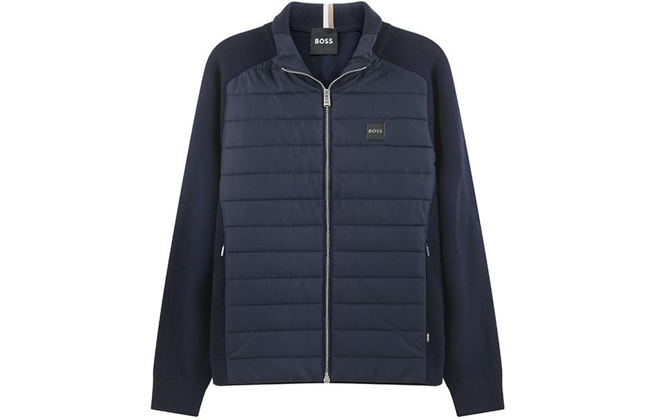 Order HUGO BOSS 海軍藍徽標貼片拉鍊休閒夾克 SS24 50500659-404
