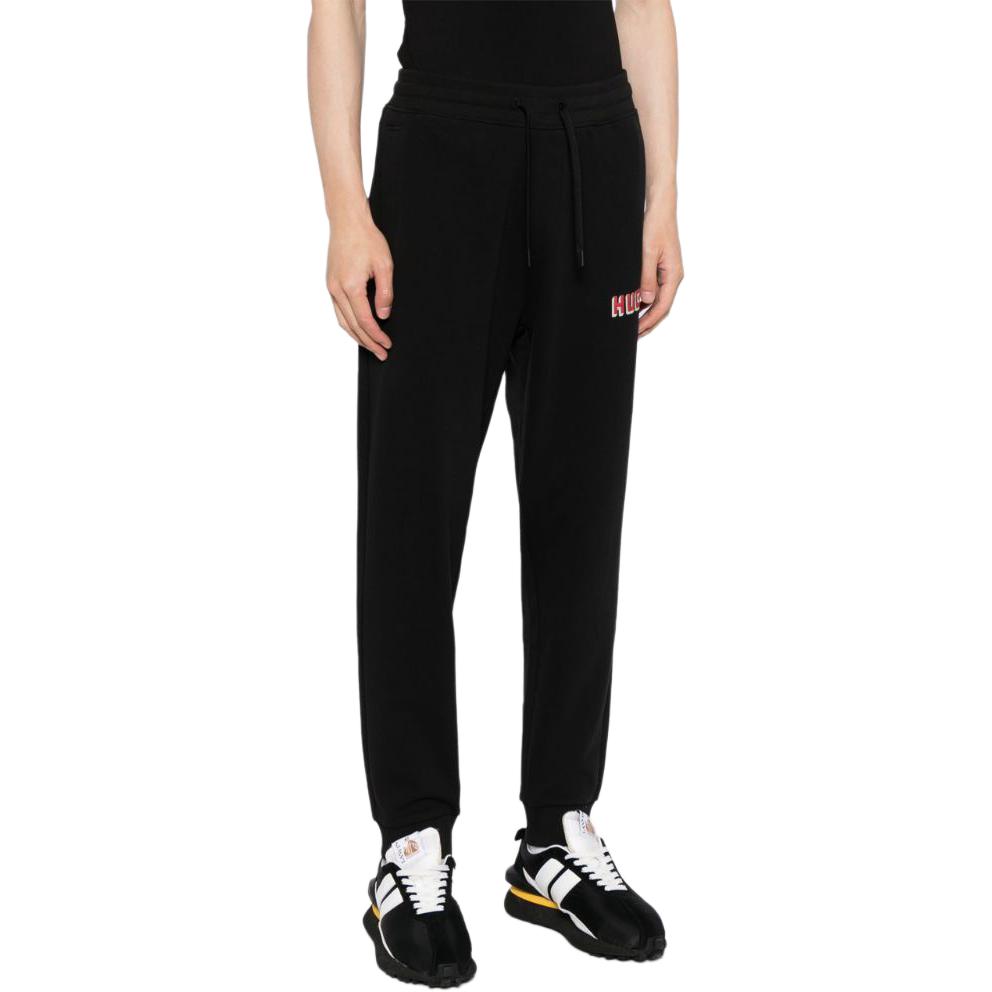 Shop HUGO BOSS SS24  Slim Tapered Logo Print Knit Joggers Black 50516657-001