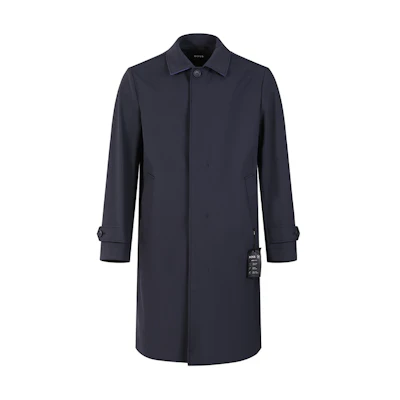 HUGO BOSS SS24 Solid Button-Up Long Coat Navy Blue 50508204-405