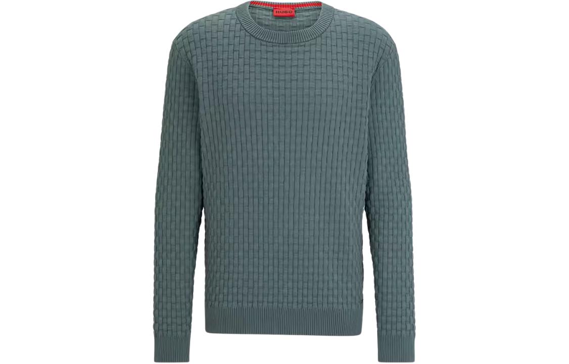 HUGO BOSS SS24  Solid Crewneck Long Sleeve Sweatshirt Dark Green. 50504395-307