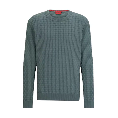 HUGO BOSS SS24 Solid Crewneck Long Sleeve Sweatshirt Dark Green. 50504395-307