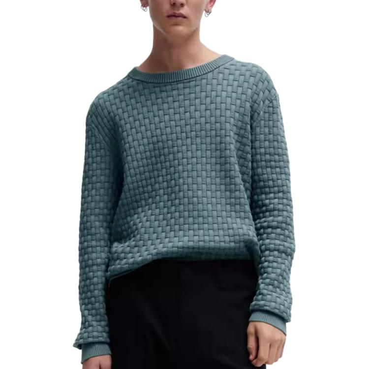 Shop HUGO BOSS SS24 經典圓領長袖衛衣 深綠色 50504395-307