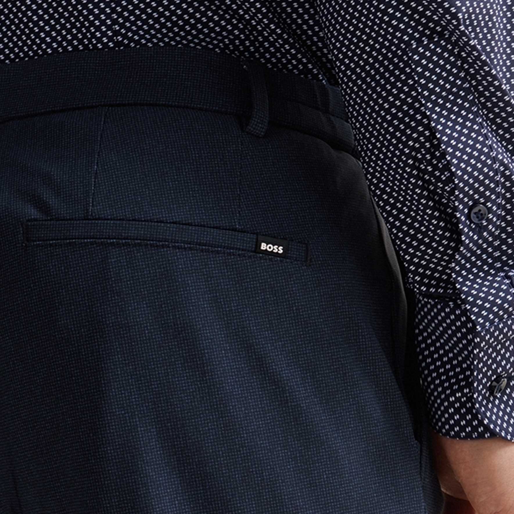 Details for HUGO BOSS SS24 海軍藍修身版型中腰休閒長褲 50509540-404