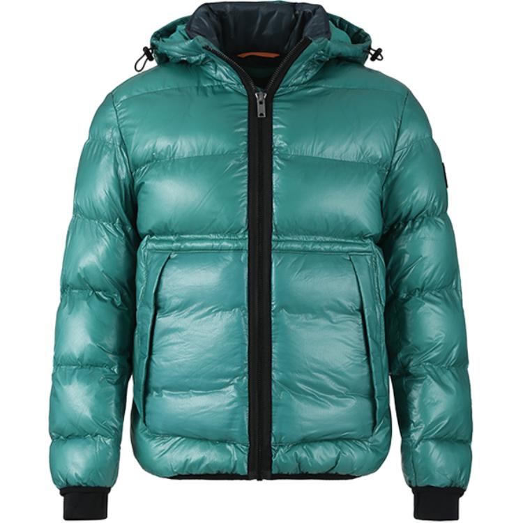 HUGO BOSS SS24  Solid Quilted Hooded Zip Cotton Jacket Green. 50498234-303