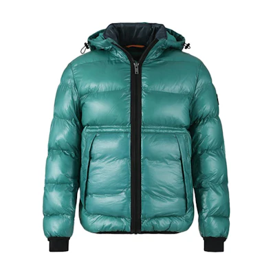HUGO BOSS SS24 Solid Quilted Hooded Zip Cotton Jacket Green. 50498234-303