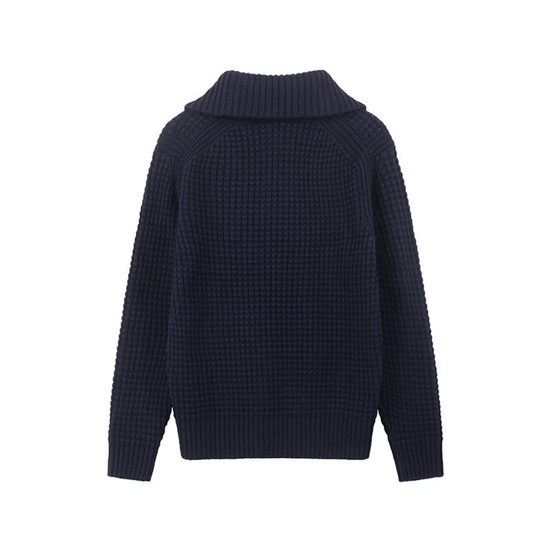 Lookbook HUGO BOSS SS24 深藍色羅紋高領長袖毛衣 50498947-404