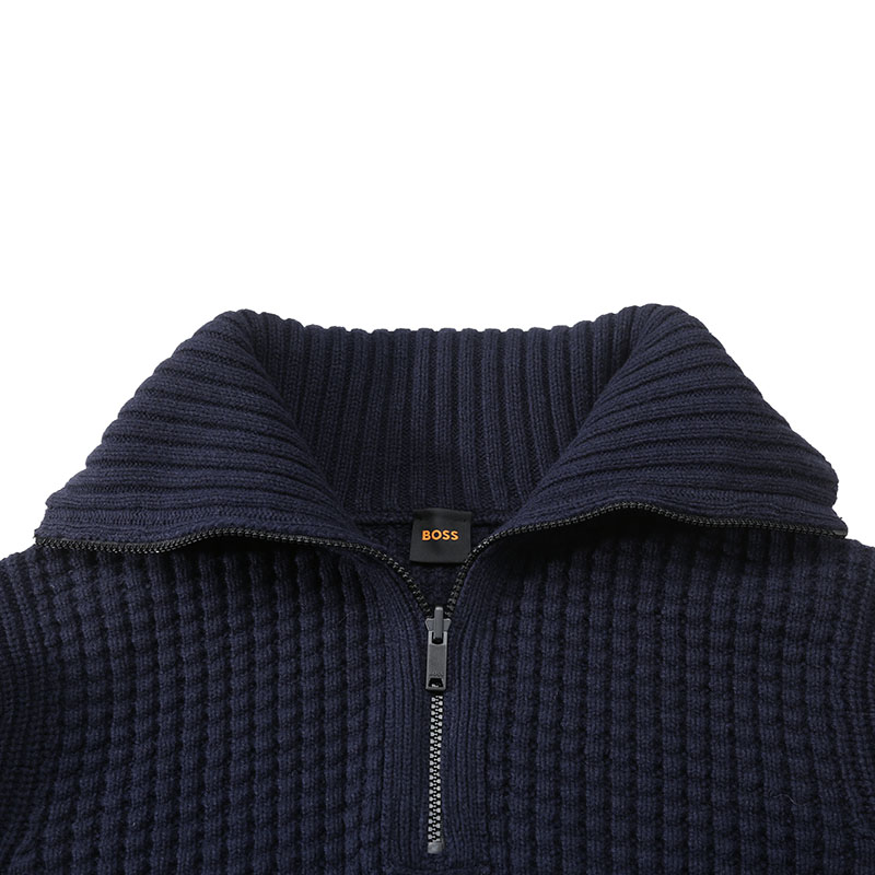 Details for HUGO BOSS SS24 深藍色羅紋高領長袖毛衣 50498947-404